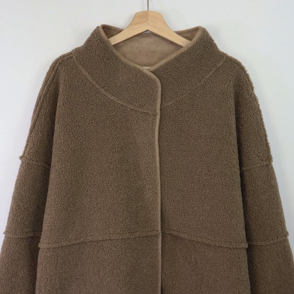 ASTR The Label Oversized Teddy Coat Sherpa Jacket Snap Front Plush Camel 2X - Picture 6 of 8